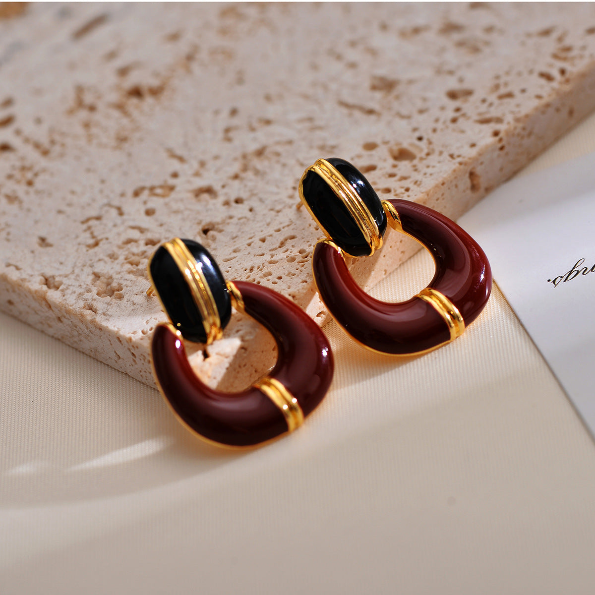 1 Pair Elegant Simple Style Square Enamel Plating Copper Drop Earrings