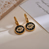 1 Pair Casual Simple Style Round Devil's Eye Enamel Plating Inlay Stainless Steel Rhinestones Drop Earrings