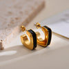 1 Pair Elegant Simple Style Geometric Enamel Plating Stainless Steel Ear Studs