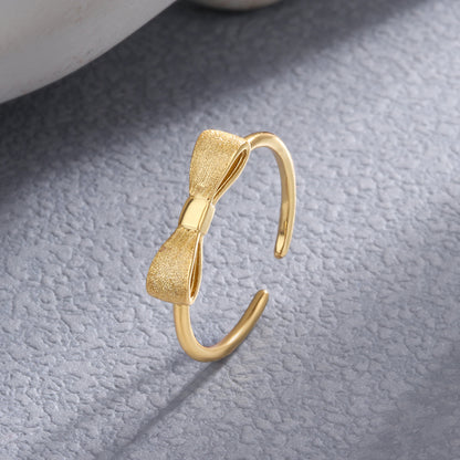 Lady Simple Style Circle Bow Knot Sterling Silver Plating White Gold Plated Gold Plated Open Rings