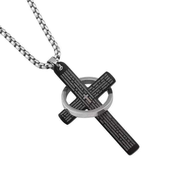 Vintage Style Exaggerated Simple Style Cross Stainless Steel Plating Silver Plated Necklace