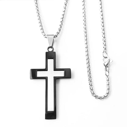 Vintage Style Exaggerated Simple Style Cross Stainless Steel Plating Silver Plated Necklace