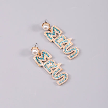 1 Pair Nordic Style Korean Style Letter Plating Inlay Alloy Rhinestones Pearl Beads Gold Plated Drop Earrings