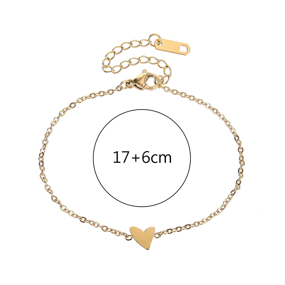 Simple Style Heart Shape Stainless Steel Titanium Steel Plating 18k Gold Plated Gold Plated Bracelets