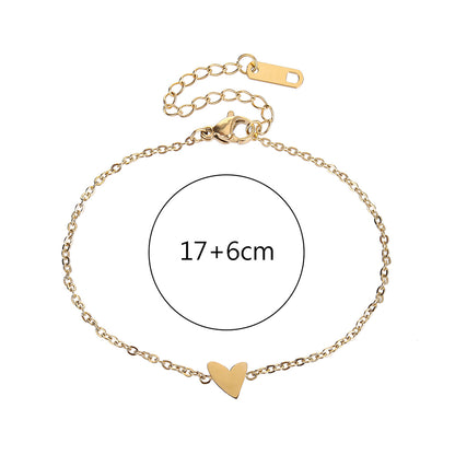 Simple Style Heart Shape Stainless Steel Titanium Steel Plating 18k Gold Plated Gold Plated Bracelets