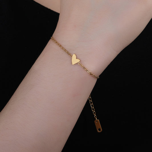 Simple Style Heart Shape Stainless Steel Titanium Steel Plating 18k Gold Plated Gold Plated Bracelets