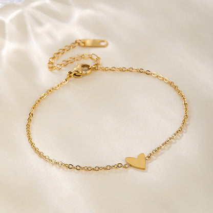 Simple Style Heart Shape Stainless Steel Titanium Steel Plating 18k Gold Plated Gold Plated Bracelets