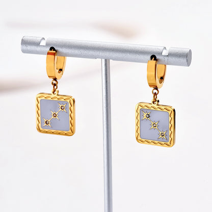 2 Pieces Retro Vacation French Style Devil's Eye Star Plating Inlay Stainless Steel Rhinestones 18k Gold Plated Earrings