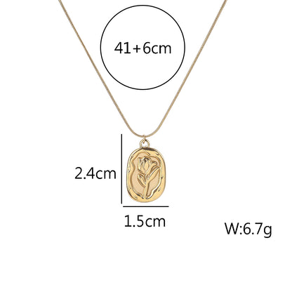 Ig Style Simple Style Rose Stainless Steel Titanium Steel Plating 18k Gold Plated Gold Plated Pendant Necklace