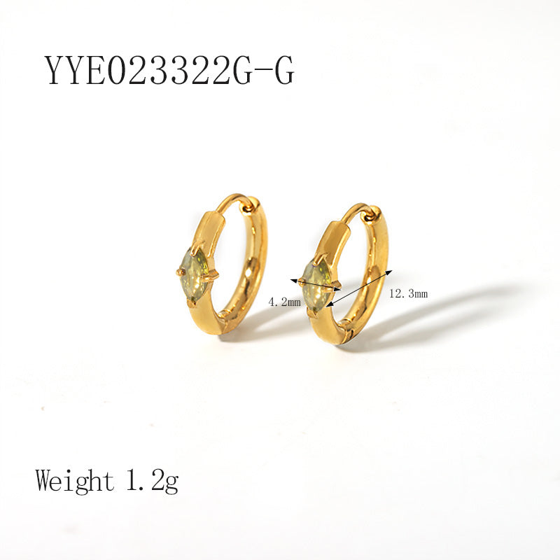 1 Pair Ig Style Simple Style Oval Plating Inlay Stainless Steel Zircon 18k Gold Plated Earrings