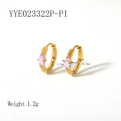 1 Pair Ig Style Simple Style Oval Plating Inlay Stainless Steel Zircon 18k Gold Plated Earrings