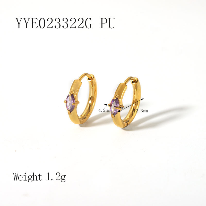 1 Pair Ig Style Simple Style Oval Plating Inlay Stainless Steel Zircon 18k Gold Plated Earrings