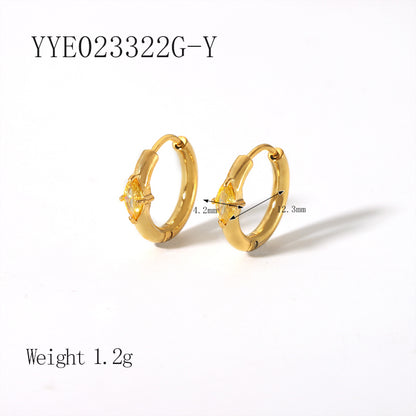 1 Pair Ig Style Simple Style Oval Plating Inlay Stainless Steel Zircon 18k Gold Plated Earrings