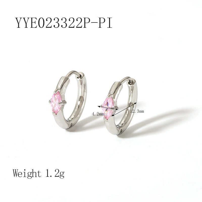 1 Pair Ig Style Simple Style Oval Plating Inlay Stainless Steel Zircon 18k Gold Plated Earrings