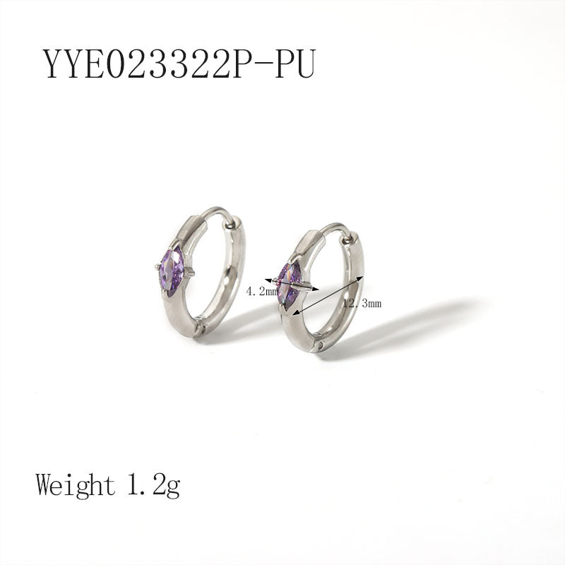 1 Pair Ig Style Simple Style Oval Plating Inlay Stainless Steel Zircon 18k Gold Plated Earrings