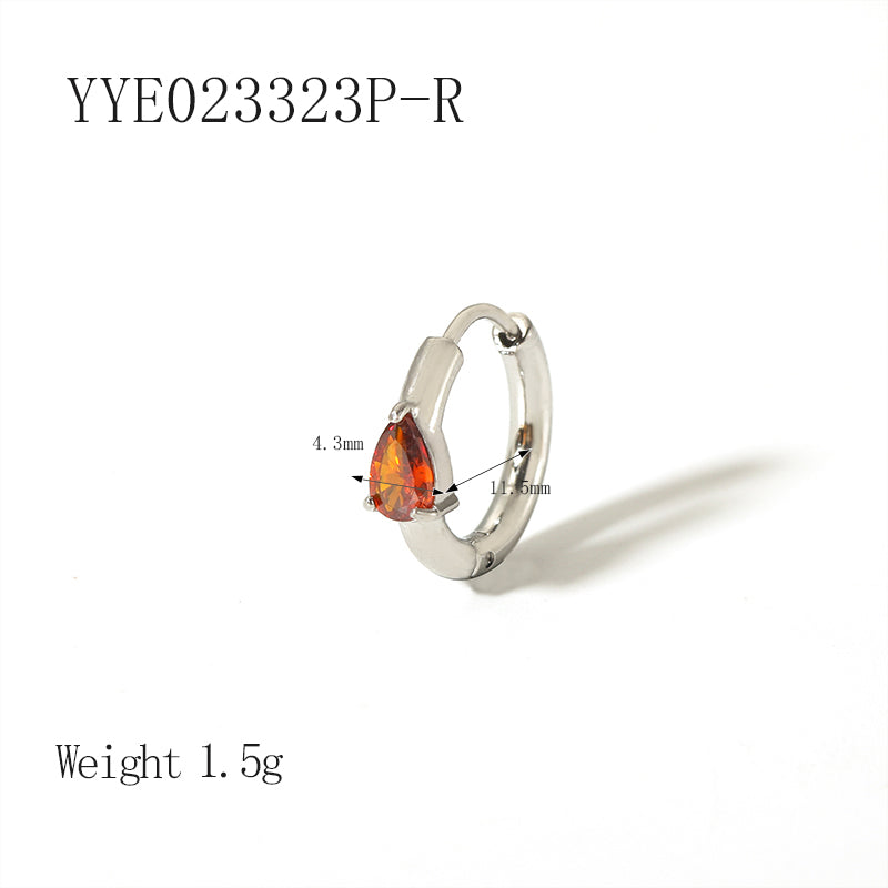 1 Pair Ig Style Simple Style Water Droplets Plating Inlay Stainless Steel Zircon 18k Gold Plated Earrings