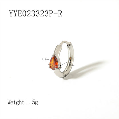 1 Pair Ig Style Simple Style Water Droplets Plating Inlay Stainless Steel Zircon 18k Gold Plated Earrings