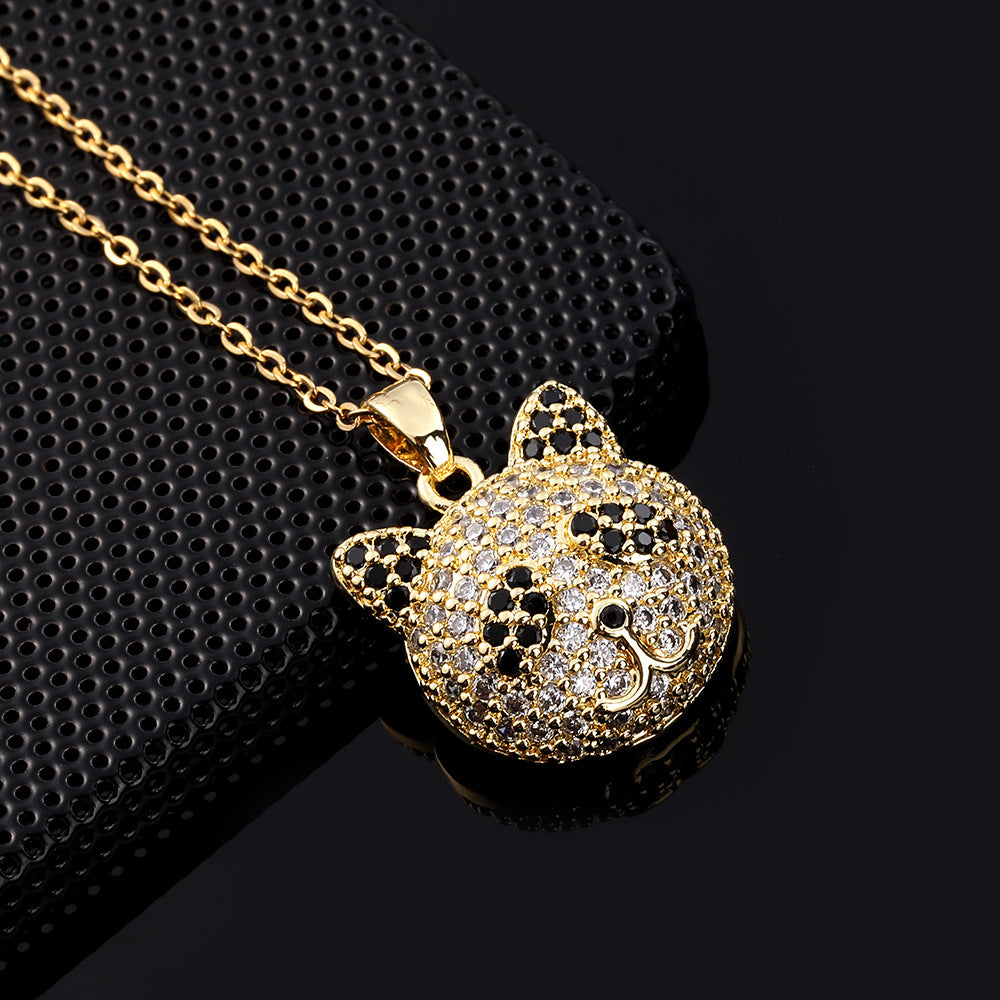 Cartoon Style Hip-hop Retro Bear Copper Plating Inlay Zircon Gold Plated Pendant Necklace