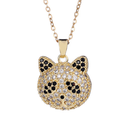 Cartoon Style Hip-hop Retro Bear Copper Plating Inlay Zircon Gold Plated Pendant Necklace