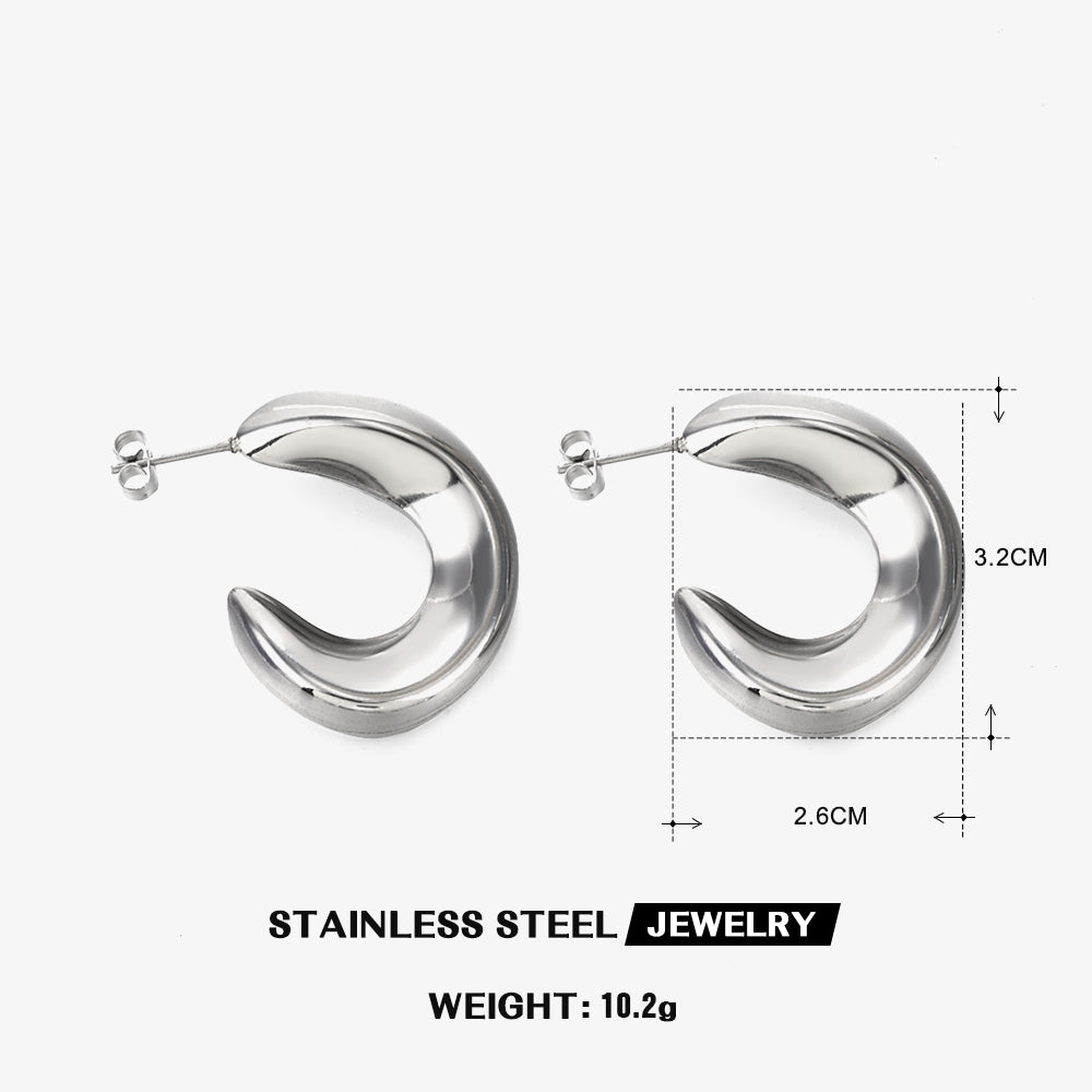 1 Pair Ig Style Simple Style U Shape Oval Solid Color Polishing Stainless Steel Earrings