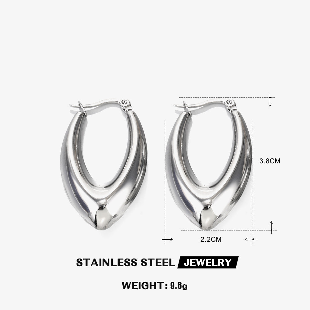 1 Pair Ig Style Simple Style U Shape Oval Solid Color Polishing Stainless Steel Earrings