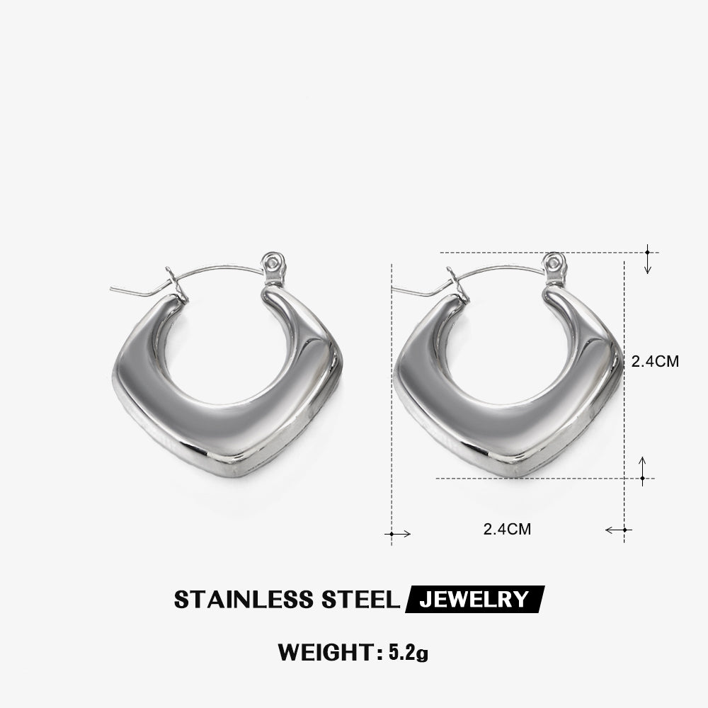 1 Pair Ig Style Simple Style U Shape Oval Solid Color Polishing Stainless Steel Earrings