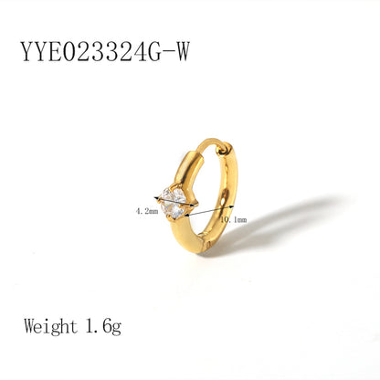 1 Pair Ig Style Solid Color Plating Inlay Stainless Steel Zircon 18k Gold Plated Hoop Earrings