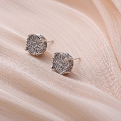 1 Pair Hip-hop Simple Style Shiny Round Square Plating Inlay Copper Zircon Gold Plated Ear Studs