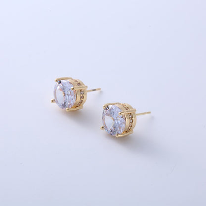 1 Pair Hip-hop Simple Style Shiny Round Square Plating Inlay Copper Zircon Gold Plated Ear Studs