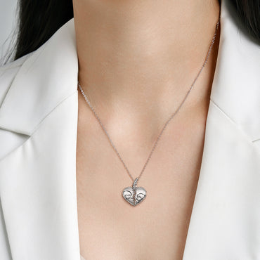 Cute Simple Style Heart Shape Sterling Silver Inlay Zircon Pendant Necklace