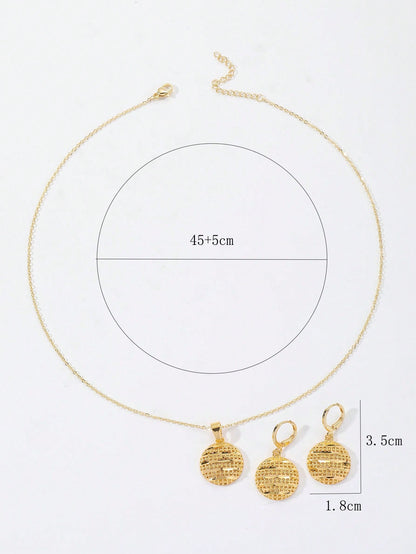 Simple Style Round Flower Copper Plating 18k Gold Plated Jewelry Set