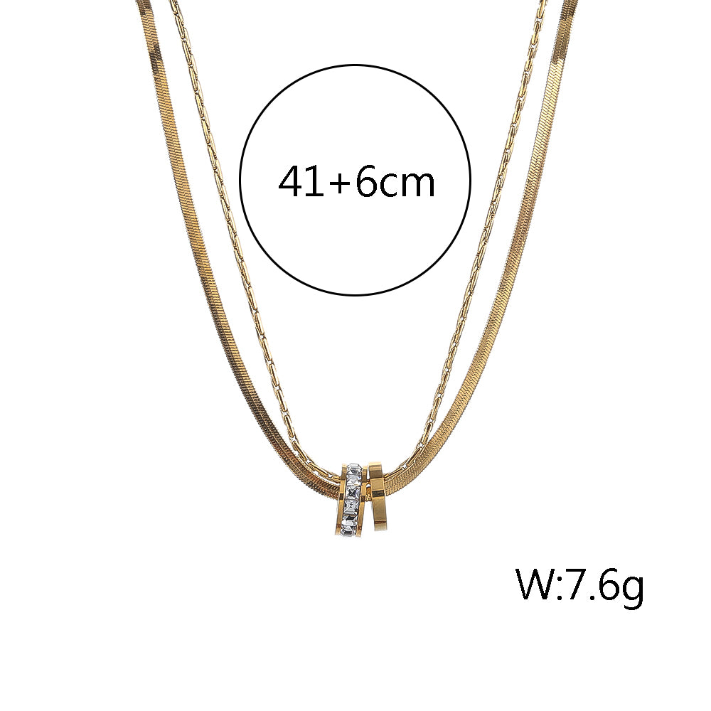 Elegant Lady Solid Color Stainless Steel Platinum Plating 18k Gold Plated Necklace