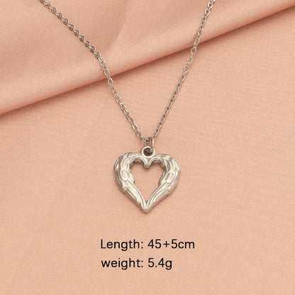 Simple Style Heart Shape Stainless Steel Plating Hollow Out 18k Gold Plated Rose Gold Plated Pendant Necklace Necklace