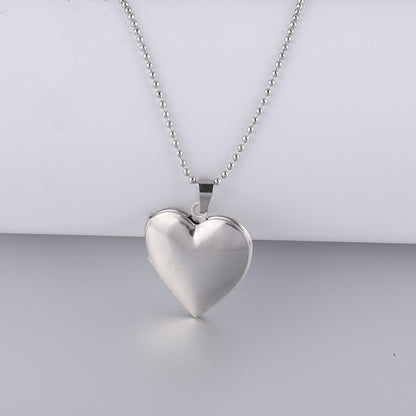 Simple Style Heart Shape Flower Rectangle Titanium Steel Polishing Plating Pendant Necklace