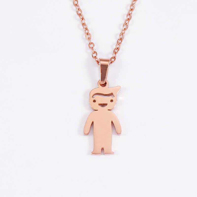 Casual Cute Human Stainless Steel Polishing Plating 18k Gold Plated Rose Gold Plated Pendant Necklace