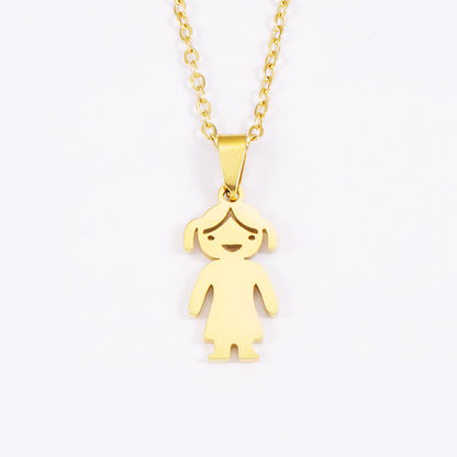 Casual Cute Human Stainless Steel Polishing Plating 18k Gold Plated Rose Gold Plated Pendant Necklace