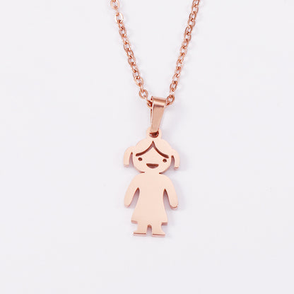 Casual Cute Human Stainless Steel Polishing Plating 18k Gold Plated Rose Gold Plated Pendant Necklace