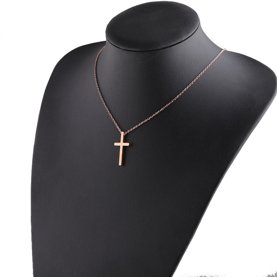 Simple Style Cross Stainless Steel Titanium Steel Plating 18k Gold Plated Rose Gold Plated Pendant Necklace