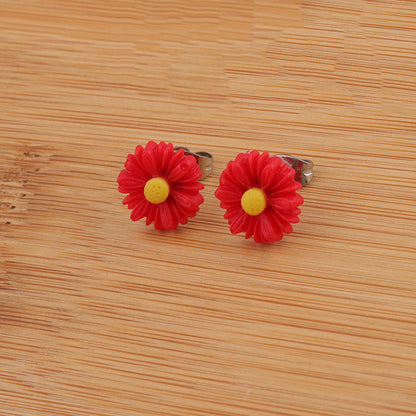 Wholesale Jewelry Sweet Simple Style Flower Stainless Steel Resin Plating Ear Studs