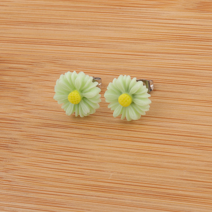 Wholesale Jewelry Sweet Simple Style Flower Stainless Steel Resin Plating Ear Studs