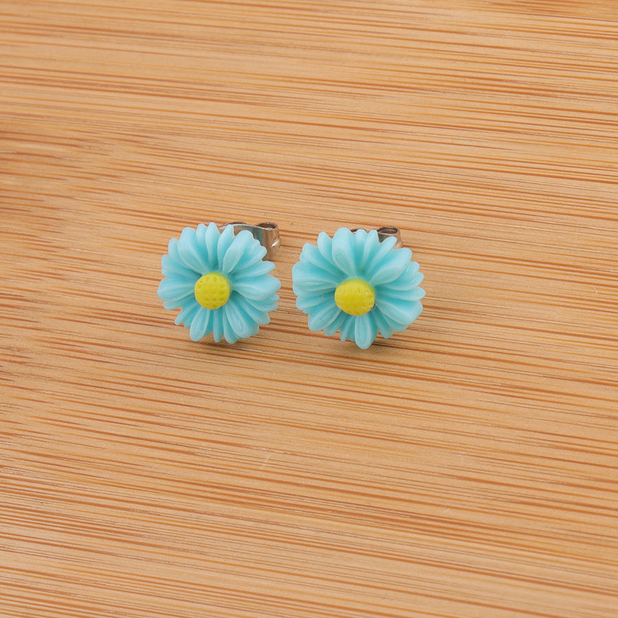 Wholesale Jewelry Sweet Simple Style Flower Stainless Steel Resin Plating Ear Studs