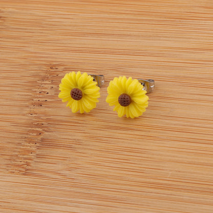 Wholesale Jewelry Sweet Simple Style Flower Stainless Steel Resin Plating Ear Studs