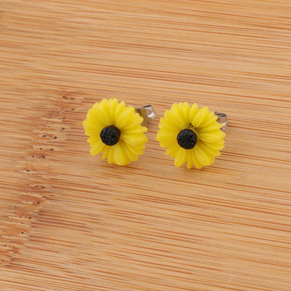 Wholesale Jewelry Sweet Simple Style Flower Stainless Steel Resin Plating Ear Studs