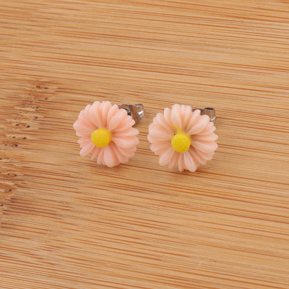 Wholesale Jewelry Sweet Simple Style Flower Stainless Steel Resin Plating Ear Studs