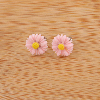 Wholesale Jewelry Sweet Simple Style Flower Stainless Steel Resin Plating Ear Studs