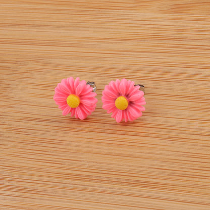 Wholesale Jewelry Sweet Simple Style Flower Stainless Steel Resin Plating Ear Studs