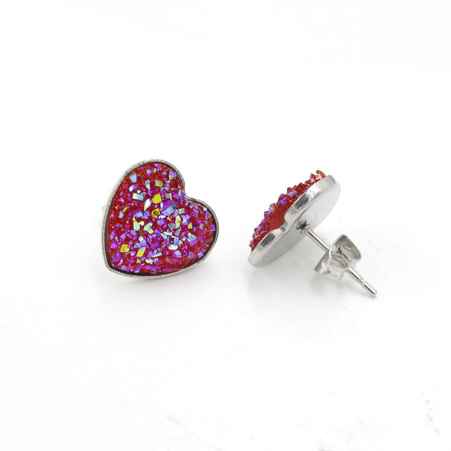 1 Pair Simple Style Heart Shape Stainless Steel Resin Ear Studs