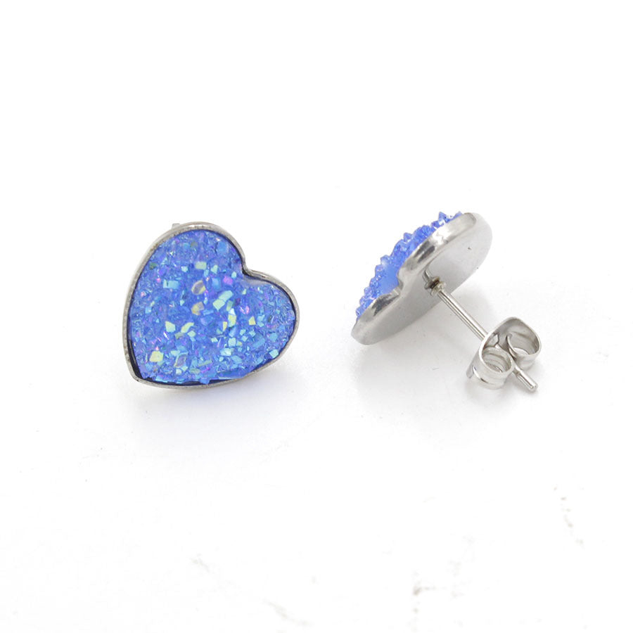 1 Pair Simple Style Heart Shape Stainless Steel Resin Ear Studs