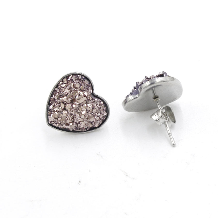 1 Pair Simple Style Heart Shape Stainless Steel Resin Ear Studs