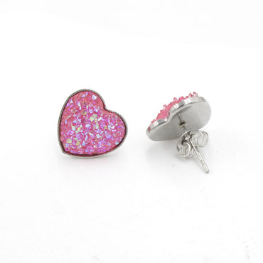 1 Pair Simple Style Heart Shape Stainless Steel Resin Ear Studs